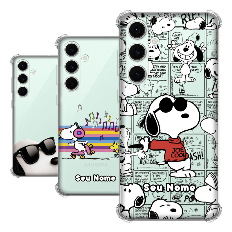 Capa para Samsung Galaxy S24 FE Coleção Snoopy e Charlie Brown e Woodstock