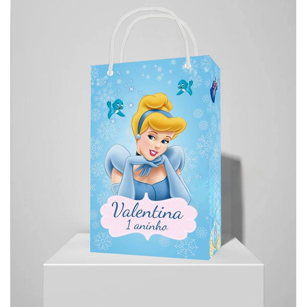 10 Sacolinhas Personalizadas Cinderela para Lembrancinhas e Festa Infantil