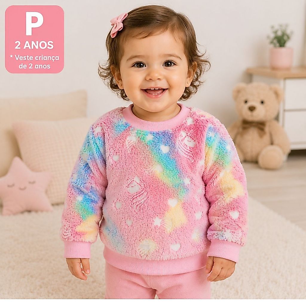 Blusa de Fleece Infantil Feminina -masculina Conforto e Estilo com Estampas Sortidas