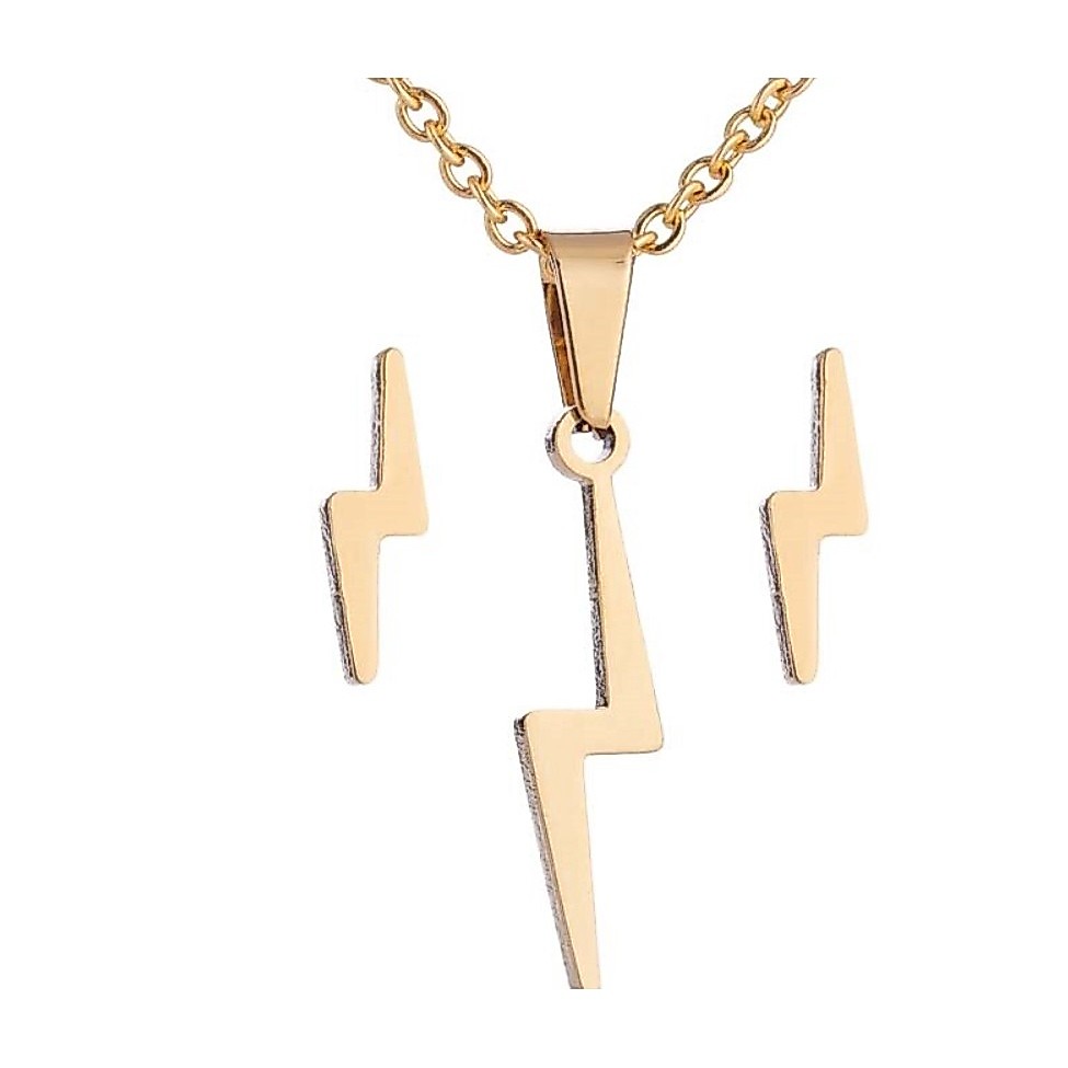 Conjunto brinco + colar feminino aço inoxidável antialérgico