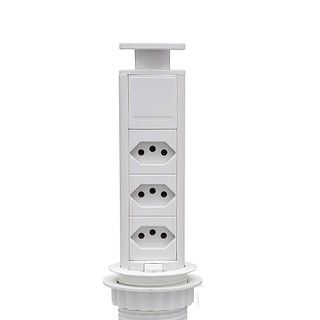 Torre Manual Torre 3 Tomadas 20A Branco QTMOV Bivolt 20 Amperes Para Embutir Cozinha Extensão