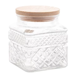 Pote Mantimentos Vidro 600ml Tampa Madeira Wolff para Grãos Temperos Chás Biscoitos Organização Cozinha Prática Elegante