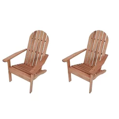 Conjunto 2 Cadeiras de Jardim em Madeira Maciça Adirondack Marrom 2
