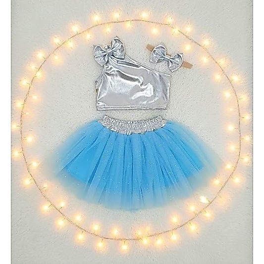 Conjunto Infantil Top Lateral + Saia Tule Festivo KIDS