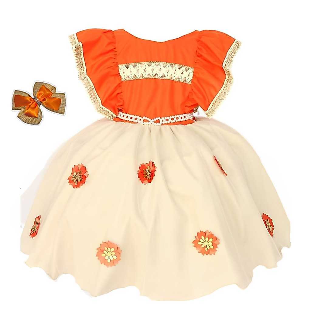 Vestido Infantil Moana Festa Luxo Com Bico De Pato Promoção