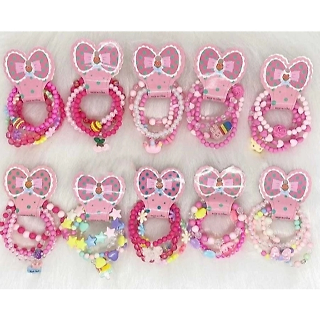 Kit 48 pcs pulseiras lindas infantis de miçanga