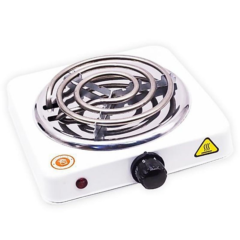 Fogão Fogareiro Elétrico BRANCO 127/110v 1000W Portátil Camping em Inox 1 Boca Cooktop 5 Temperaturas Qualquer Panela
