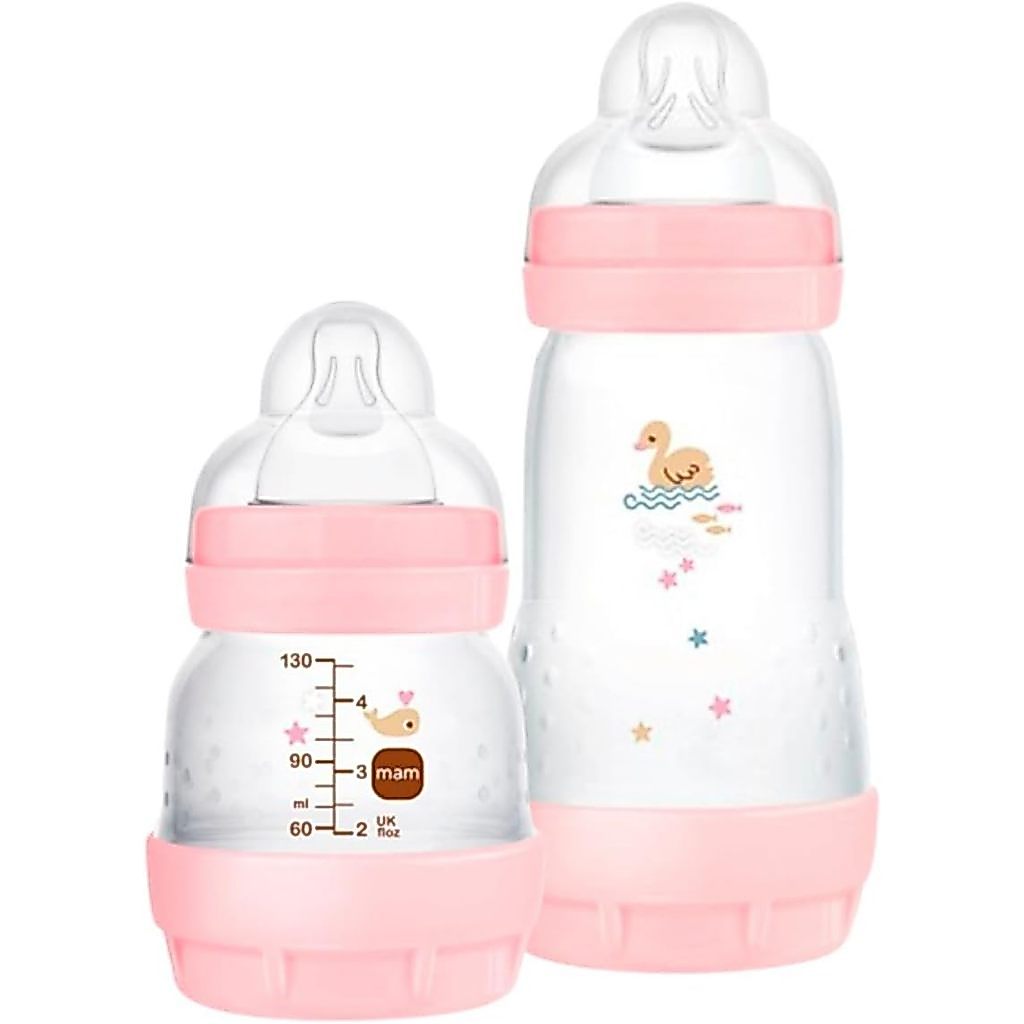 Kit 2un Mamadeira Anticólica MAM START 130ml e 260ml ROSA