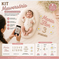 Kit Mesversário Menina Personalizado Margaridas | Nome + Números + Meses | Decoração Bebê 3D