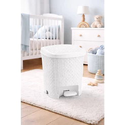 Lixeira Cesto Mamae Bebe Rattan 6 Litros Fralda Cor Branco Oferta Monte Líbano