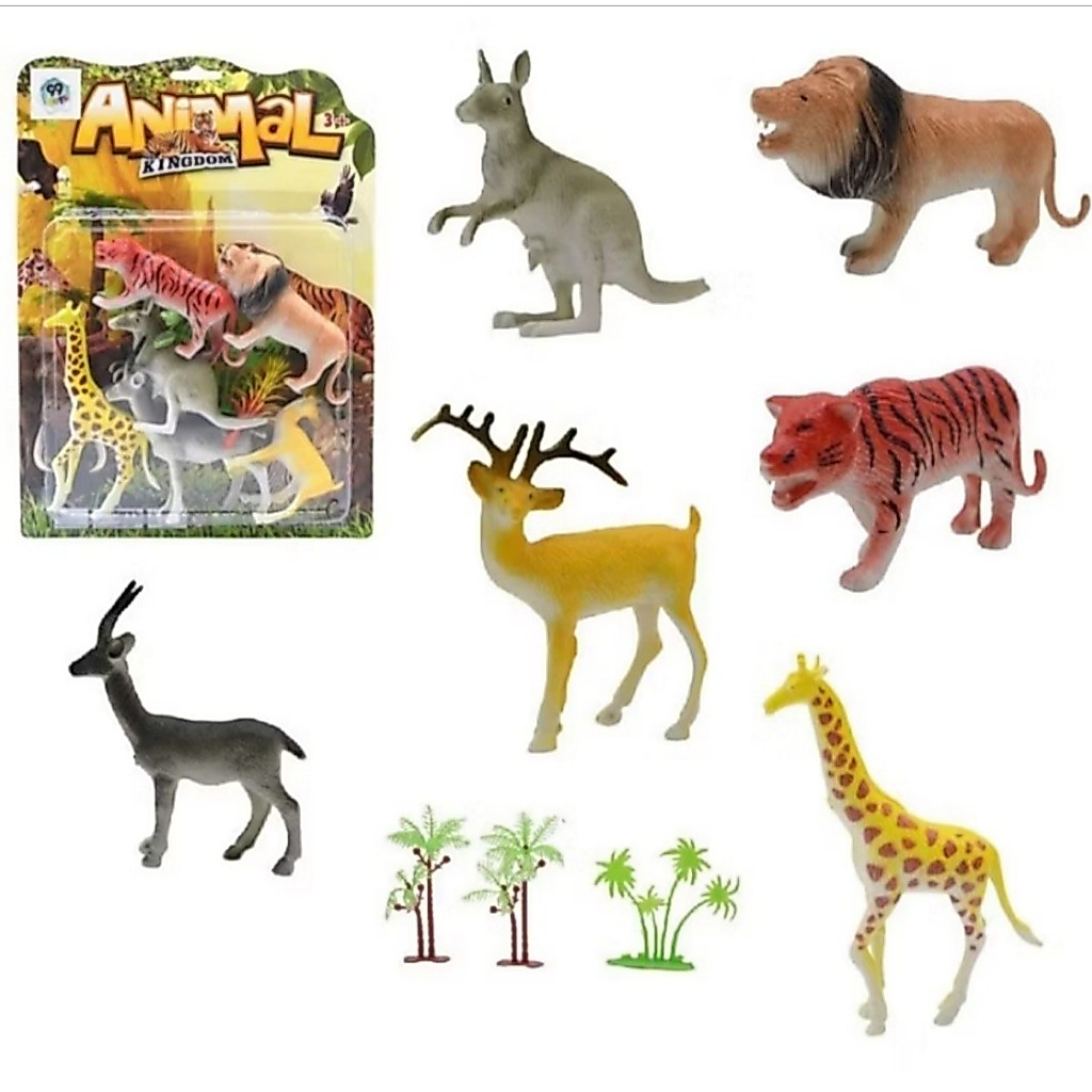 KIT BRINQUEDOS REINO ANIMAL E DINOSSAUROS ANIMAIS MARINHOS 9 PEÇAS ANIMAIS DA FLORESTA