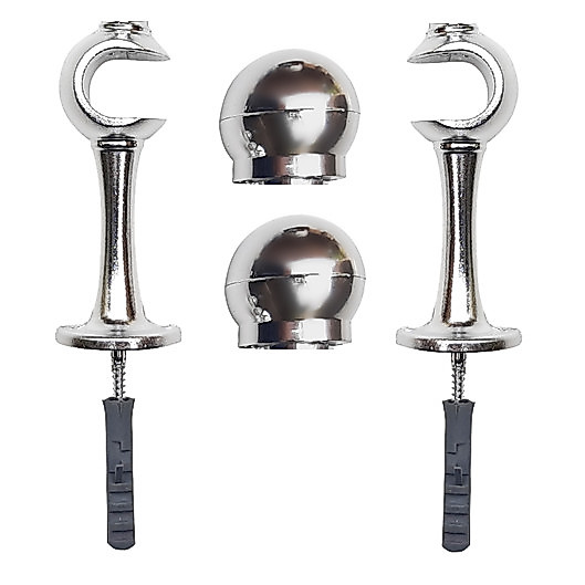 Suporte Para Varão Cortina Simples 19mm 2un Cromado Com Ponteiras