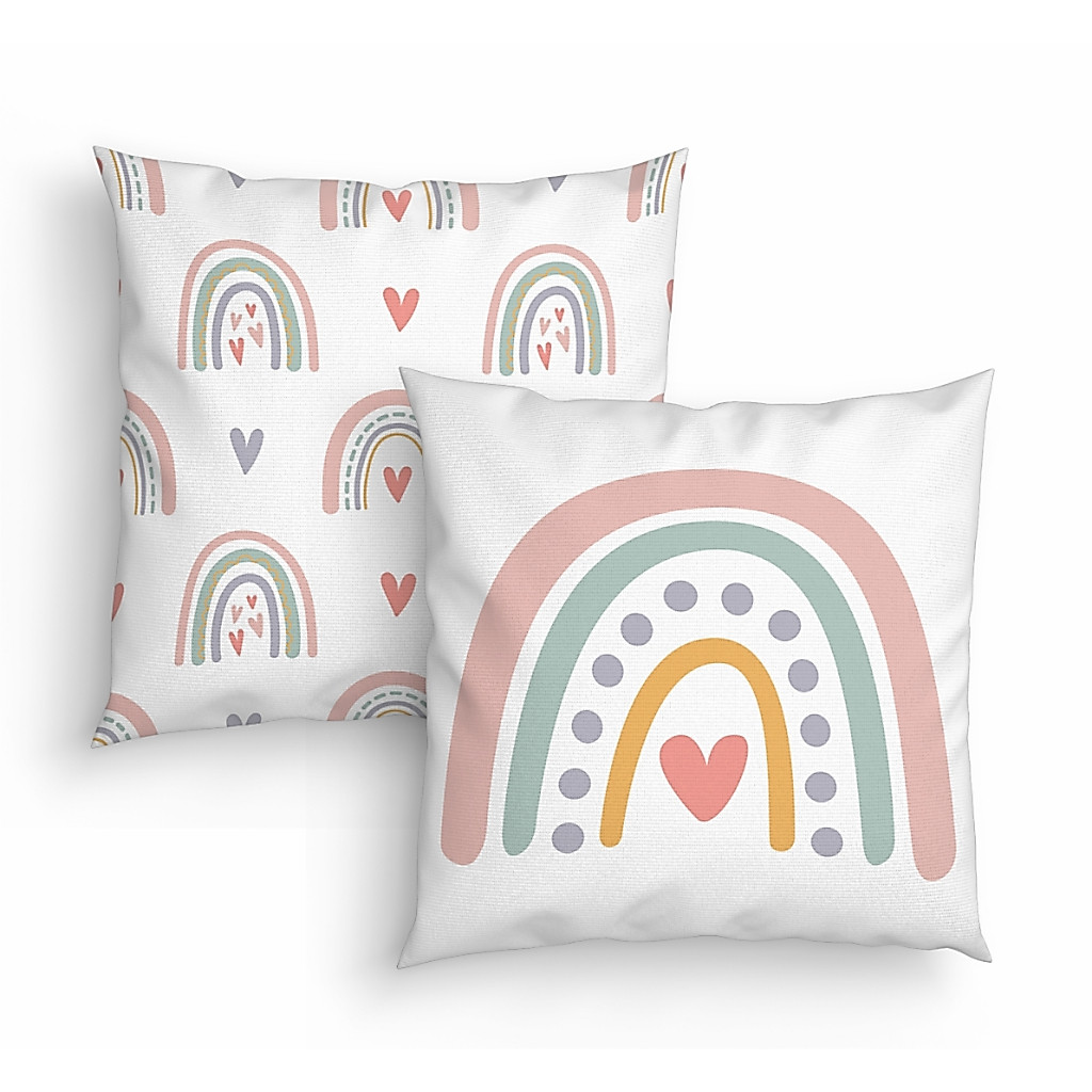 Kit 2 Capas de Almofadas Decorativas Arco Iris Boho