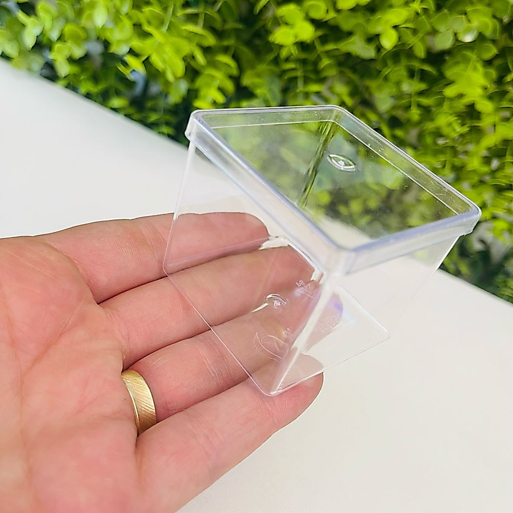10 Caixinhas Acrílica Transparente 5x5 Noivado Batizado Chá Doces Multiuso Personaliza F1108 Oldani
