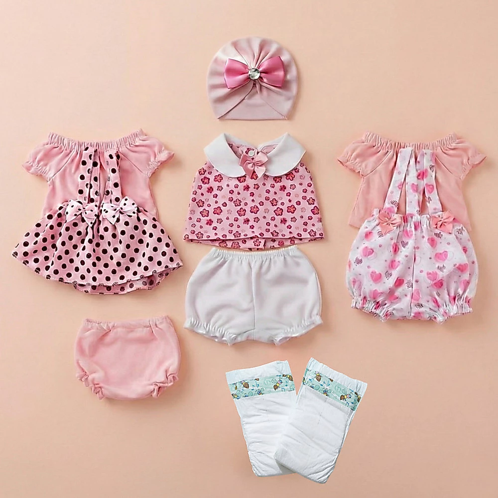 Kit Roupinha Fralda Bebê Reborn Mamãe Reborn Rosa 10 Peças - Veste de 45 a 50cm!