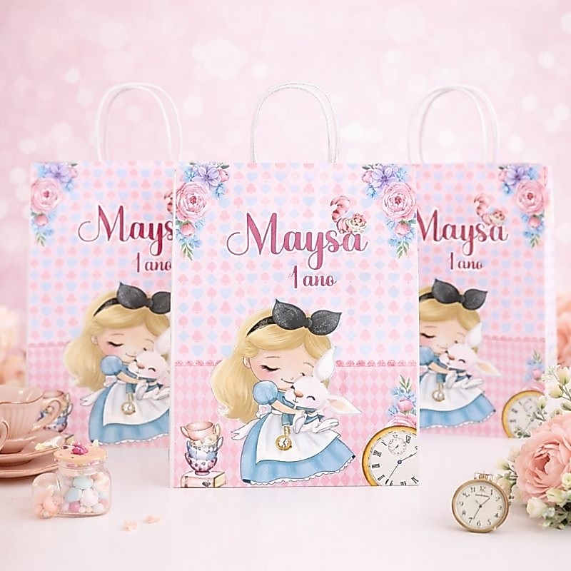 Sacolinha personalizada Alice no país das maravilhas