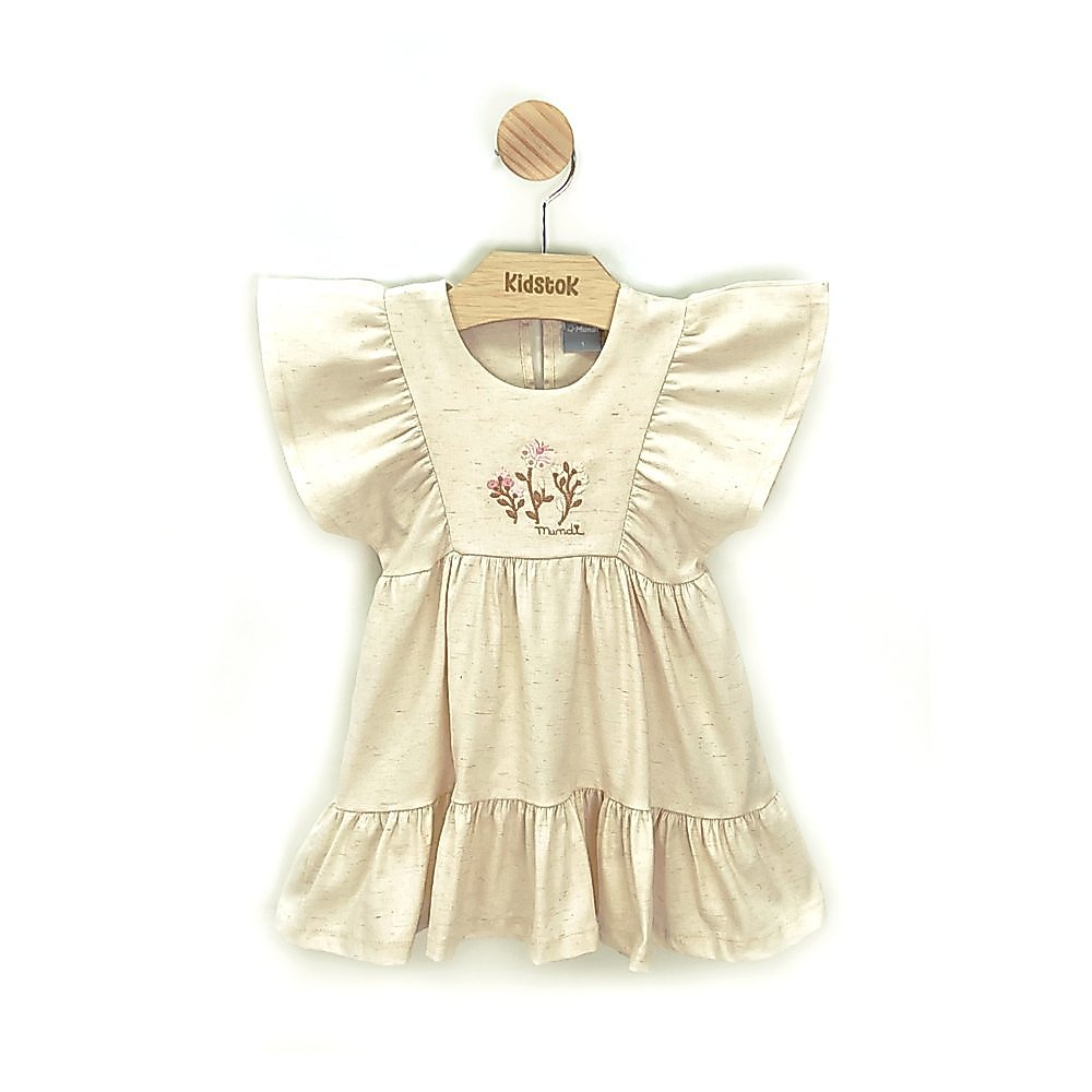 Vestido Menina Sarja Linho Flores - Mundi