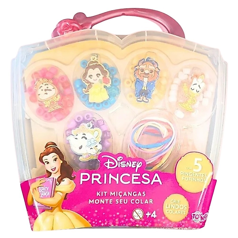 KIT MIÇANGAS MONTE SEU COLAR PRINCESA BELA DISNEY TOYNG BRINQUEDOS DE MENINAS FE