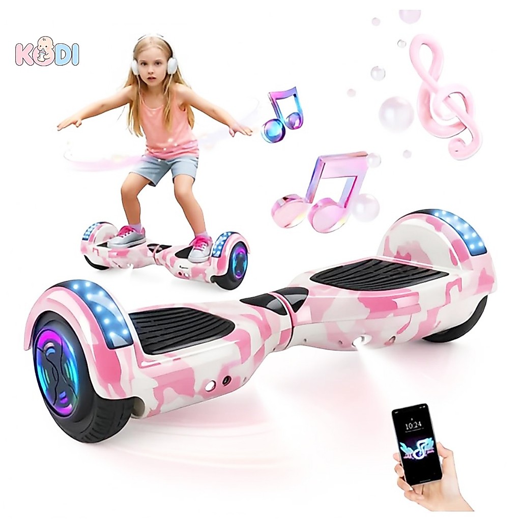 🛹 Hoverboard Infantil 6.5" com LED + Bluetooth 🎵 | Diversão com Luzes Coloridas e Música -P10