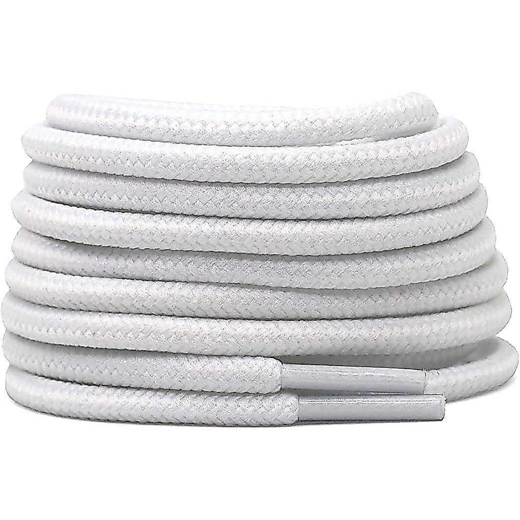 Cadarço Roliço Para botas coturnos cano médio redondo - Branco e Preto 1,20 cm 2 pares