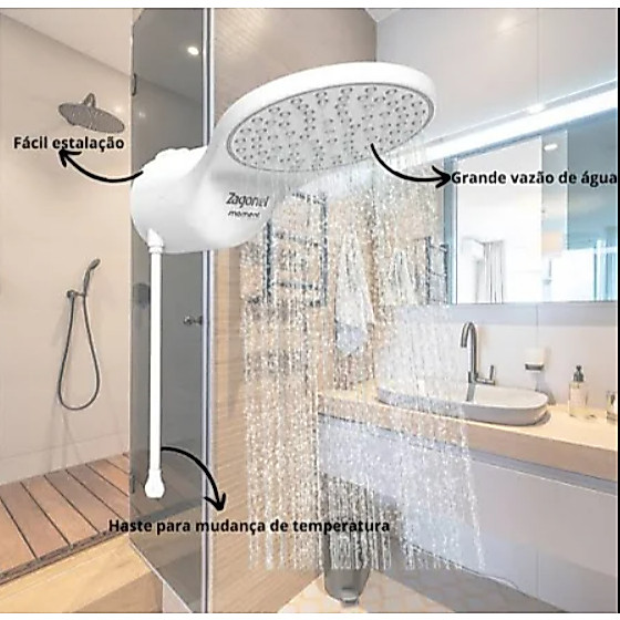 Ducha Moment 4 Temperatura 6800W 220V Zagonel Branco — imagem 2 de 2