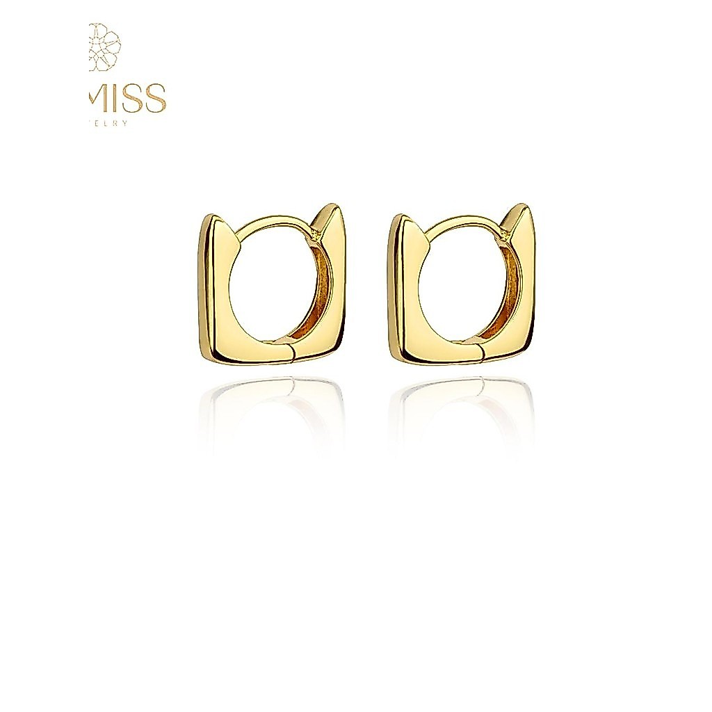 LOMISS Brinco Minimalista Feminino Argola Folheada Platina Quadrado Lisa