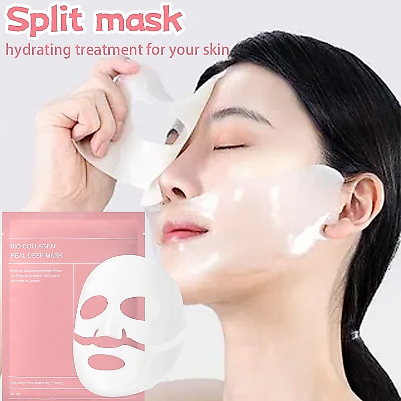 Máscara Facial De Bio Colágeno-Dividida Hidratante Profunda Para Encolher Poros-Firmeza Nutrir Iluminar Cuidados Com A P — imagem 2 de 2