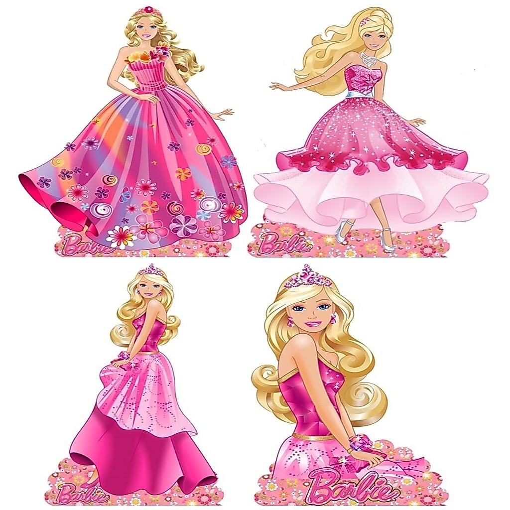 Barbie kit 4 peças de 20cm display de festa em mdf