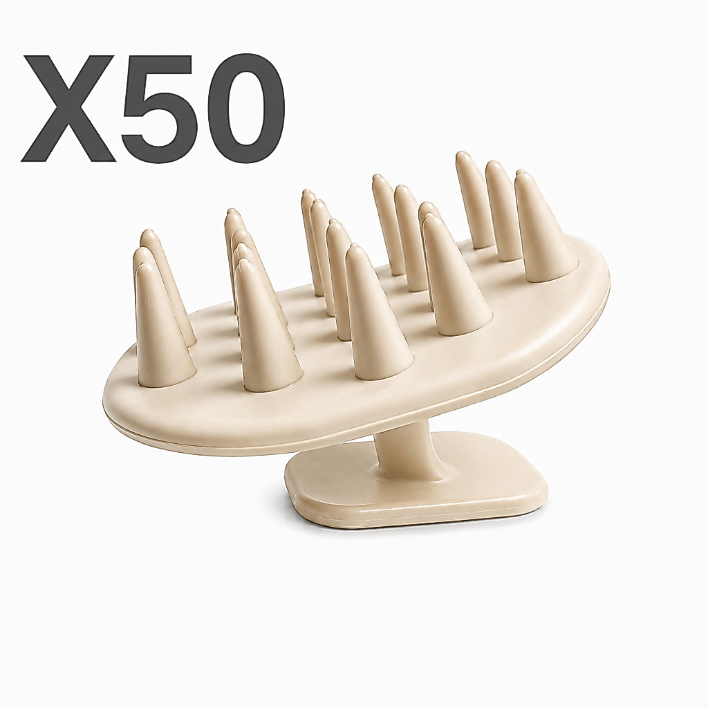 Kit 50 Massageadores de Couro Cabeludo em Silicone Escova para Shampoo Massagem e Limpeza Capilar