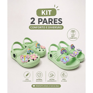 SandáliaKit 2 Pares - Babuche Infantil Menina enfeite de Jardim. Linda, leve e Macia.