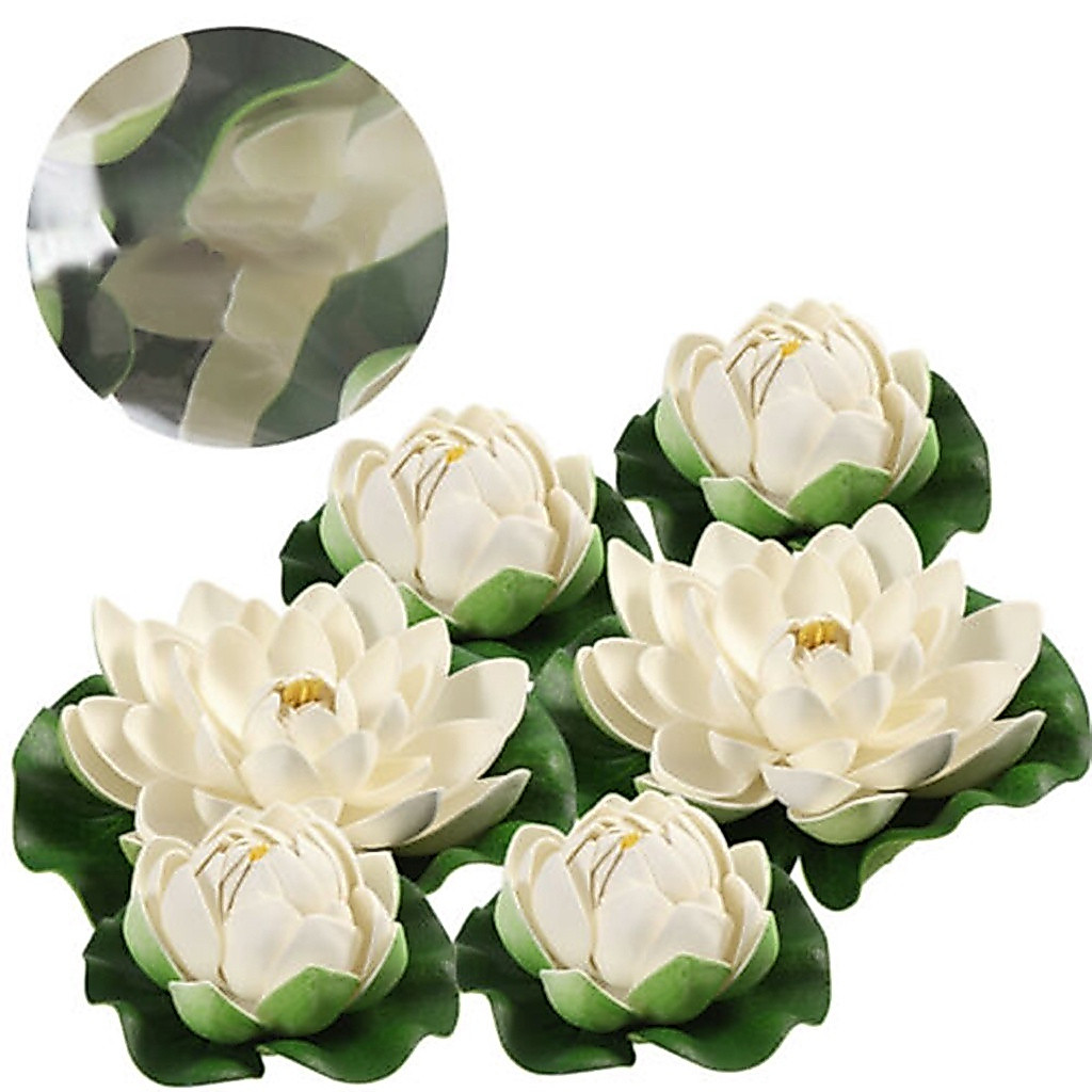 [Novo Produto] Conjunto de 6 peças de decorações artificiais de nenúfares flutuantes para jardim