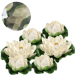 [Novo Produto] Conjunto de 6 peças de decorações artificiais de nenúfares flutuantes para jardim
