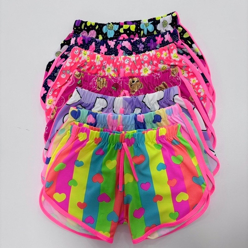 Kit 6 Shortinhos Confortavél Infantil - Kit 3 shorts feminino bermuda estampa colorida