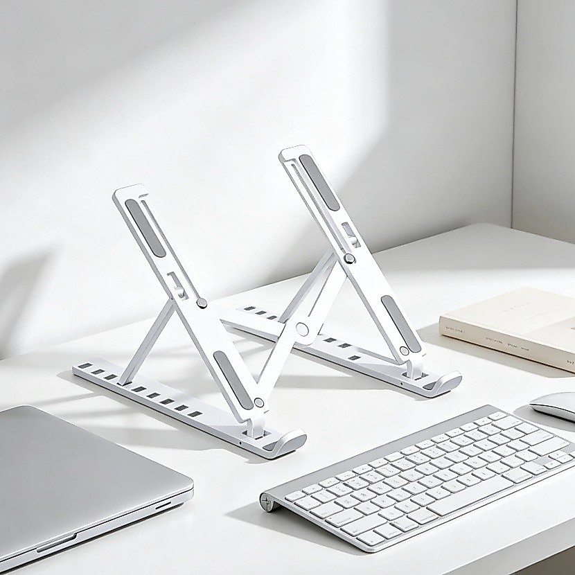 1 Conjuntos Suporte Para Notebook Ajustável Ergonômico Preto E Branco Dobrável Melhor Resfriamento Postura