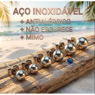 kIT trio de Brinco bolinha Aço Inox antialérgico Aço cirúrgico (3 pares )(+MIMO Par de brinco Aço Inox no valor de 12$)