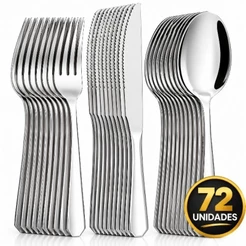Jogo de Talheres 72 peças Aço Inox Facas Garfos de Mesa Colheres