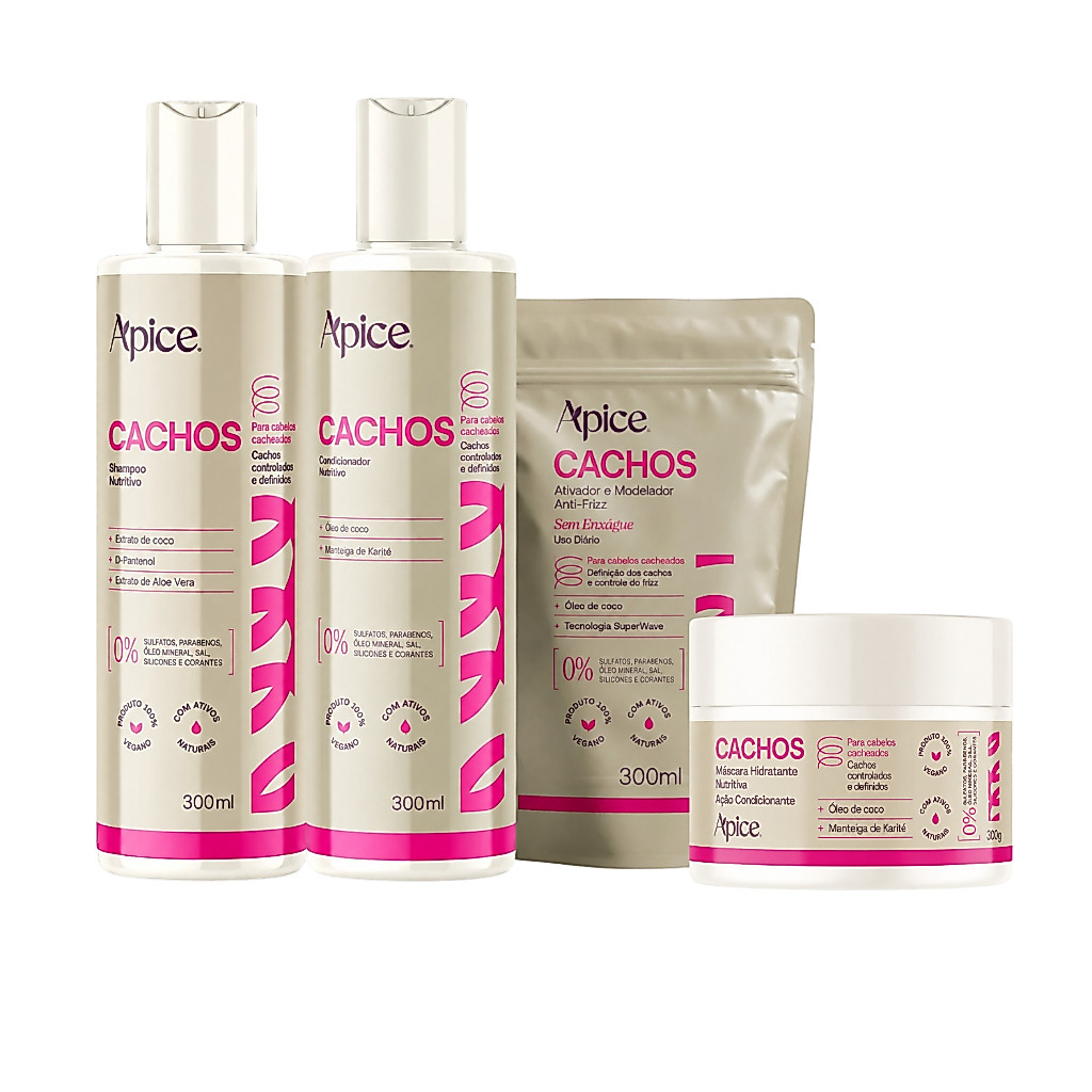 Kit 4 Cachos shampoo cond mascara refil Apice