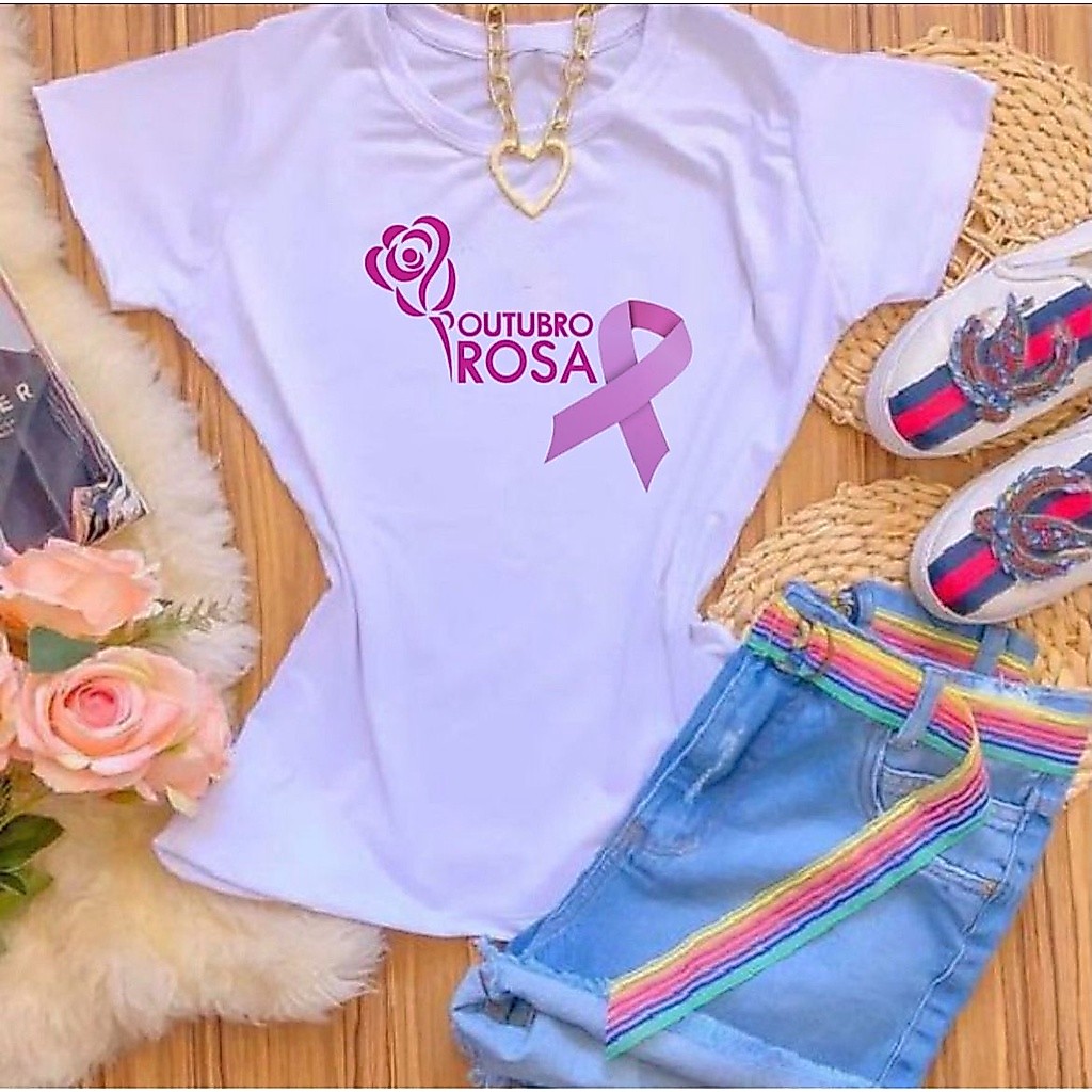 Blusa T-shirt Camiseta OUTUBRO ROSA