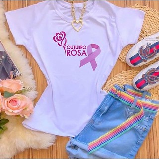 Blusa T-shirt Camiseta OUTUBRO ROSA