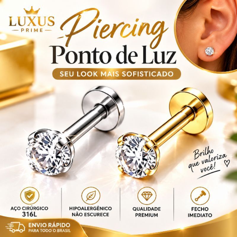 Piercing Labret Zircônia  Aço Cirúrgico Helix Tragus Conch Nariz Boca Piercing Aço Inoxidável de Orelha Tragus