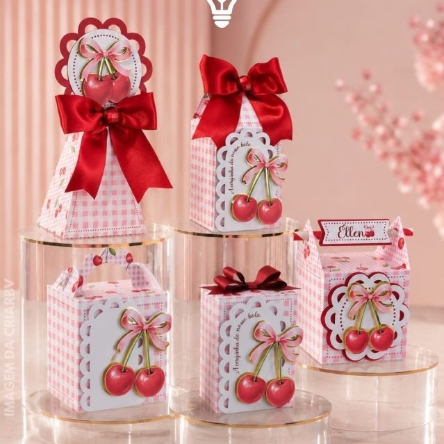 kit Personalizados festa Caixinhas Personalizadas Cerejinha Para Mimos E Lembrancinhas Para Montar Em Casa kit festa
