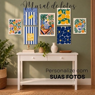 Mural de Fotos para decoração casa sala Kit com 7 quadros personalizado com sua foto