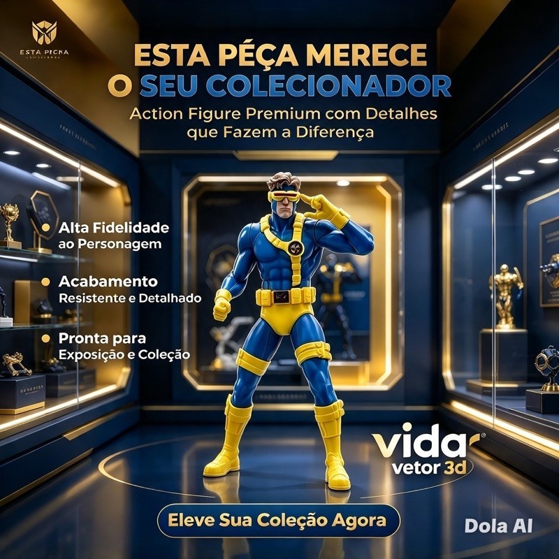 Boneco Ciclope X-Men 3D Action Figure Colecionador Premium⁠