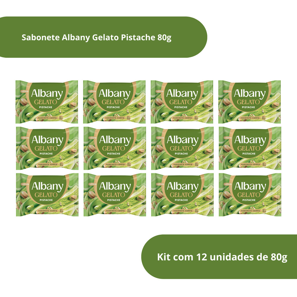 Kit com 12 Sabonete em Barra Albany Gelato Pistache 80g
