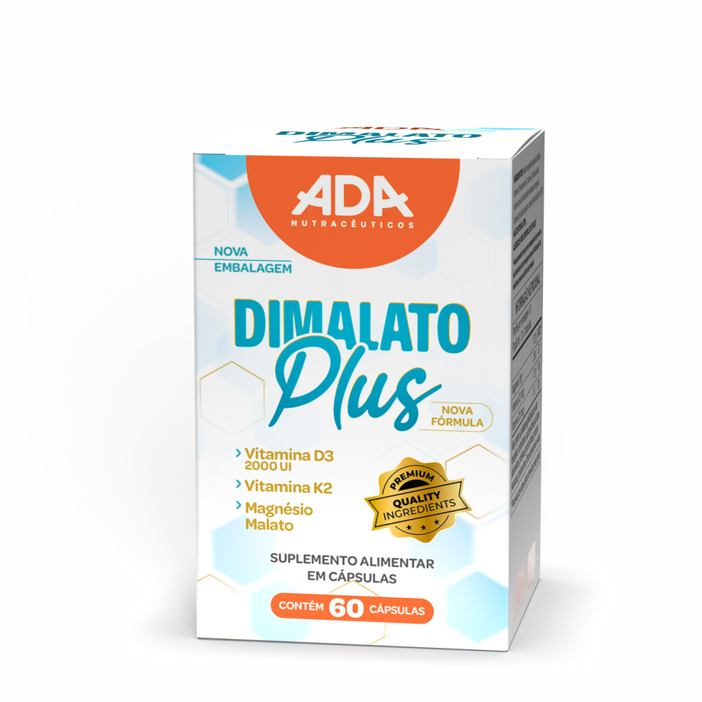 Dimalato Plus - Vitamina D + K + Magnésio - 60 Cápsulas Ada