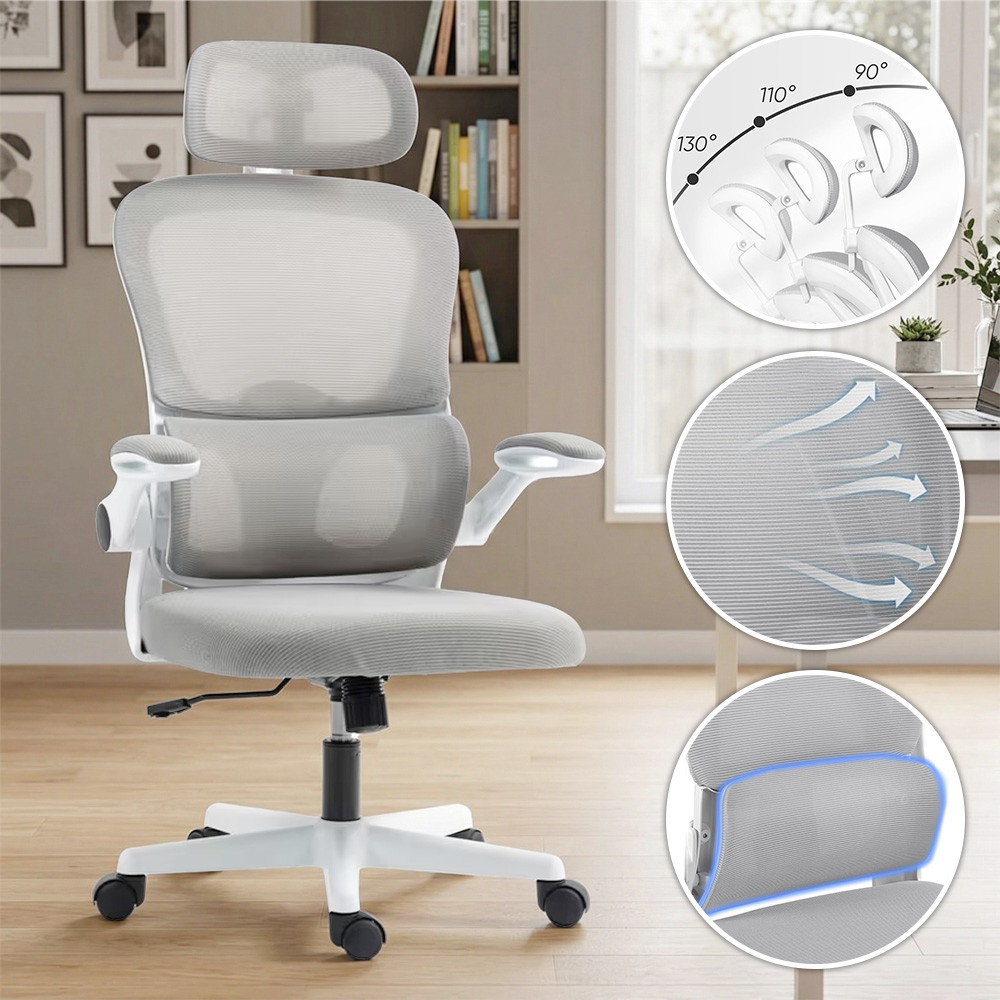 Cadeira de Escritório Ergonômica Apoio Lombar, Altura Ajustável, Giro de 360°, Capacidade de Peso Até 300 Libras.