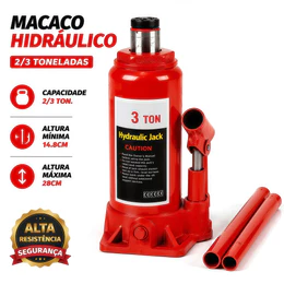 Macaco Hidráulico Garrafa 3 Toneladas Titanium Elevador Automotivo Para Carro Caminhonete Portátil Reforçado Troca Pneu