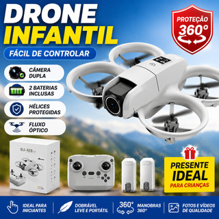 DLI Drone Infantil 4K Com 2 Câmeras Controle Remoto Dobrável Para Crianças