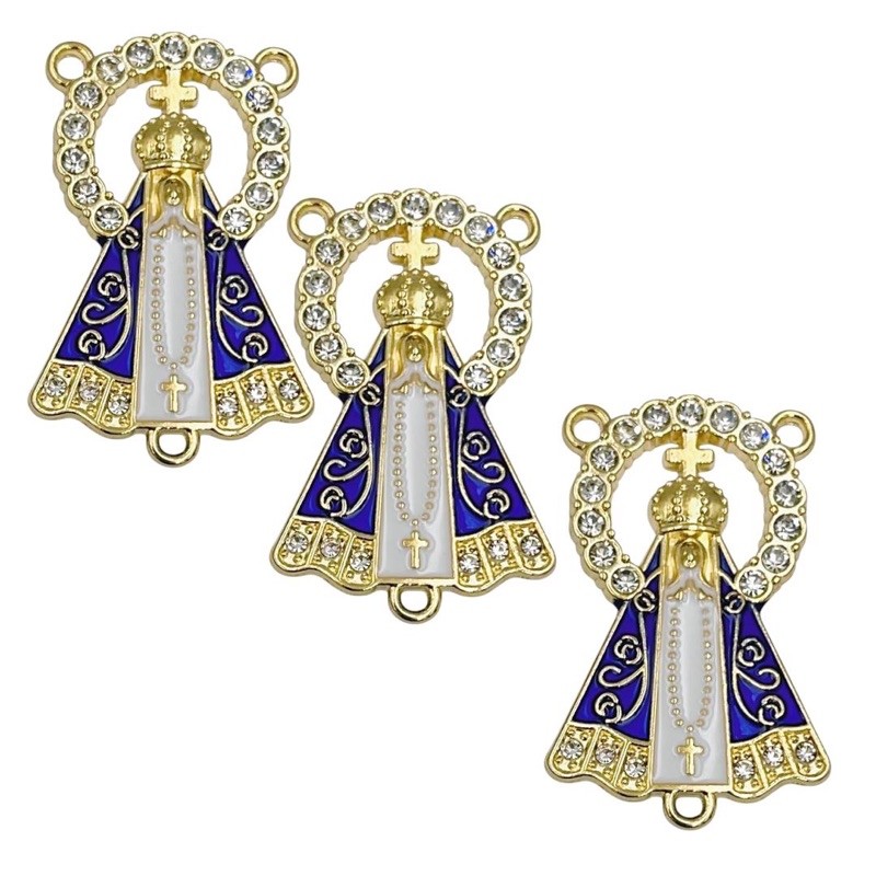 Entremeio Nsa Aparecida C/ Resina E Strass P/ Terços 10 Pçs