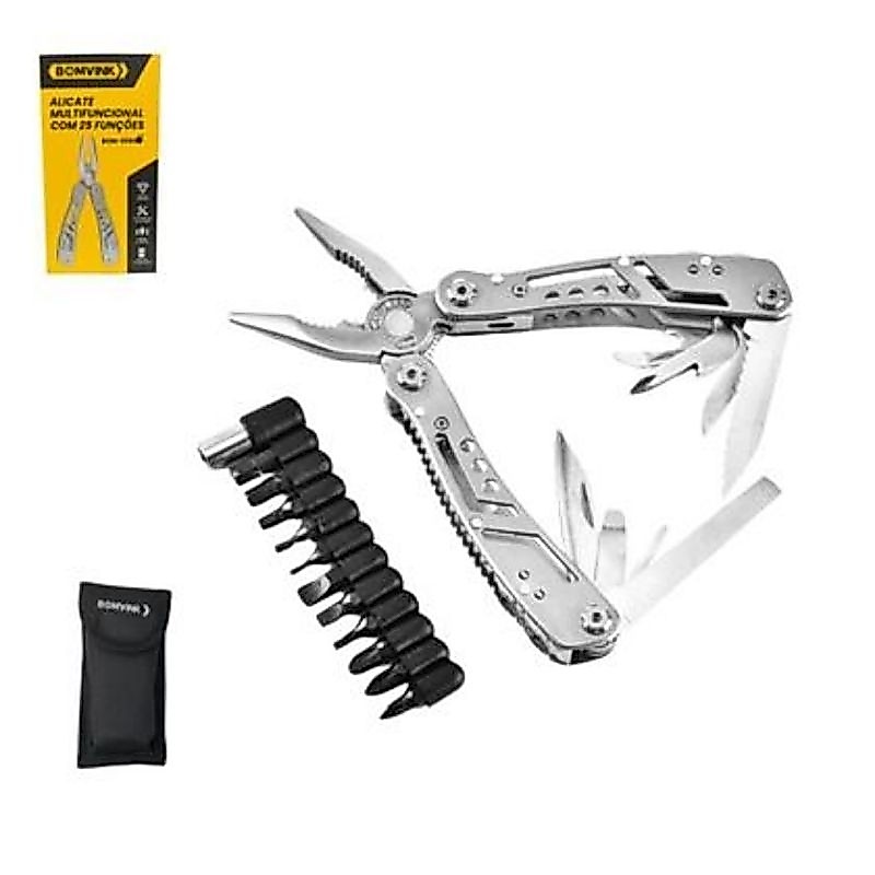 Alicate Multifuncional Multitool 25 em 1 com Estojo – Ferramenta Dobrável de Bolso